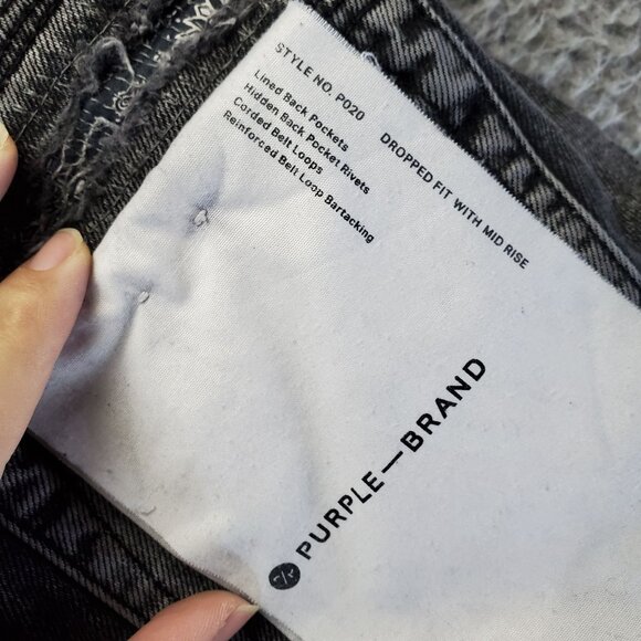 Purple Brand Shorts Mens 28 Black Distressed Ripped Denim Mid Rise Raw Hem Jorts - Picture 3 of 15